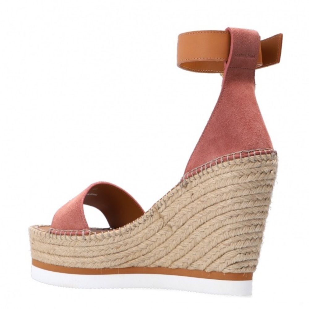 See by Chloé Glyn Calf Leather Espadrille Platform Wedge Sandals, New, Size 42 - Picture 3 of 13
